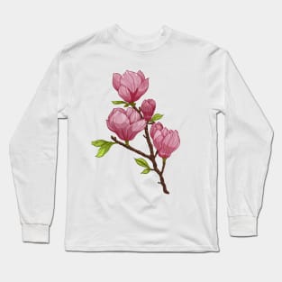 Magnolia flowers branch Long Sleeve T-Shirt